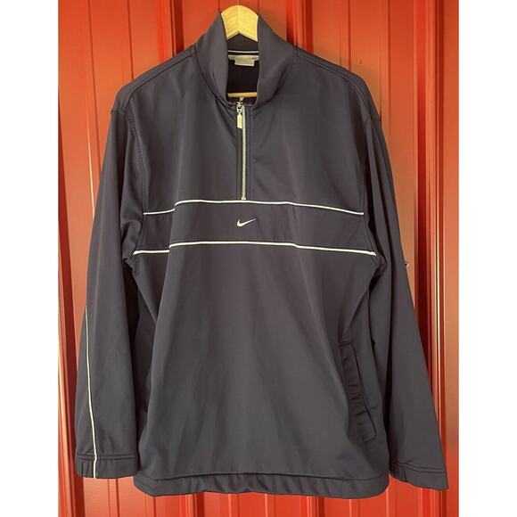 Nike Track Jacket Vintage 90s Y2K Center Swoosh Pullover Side Zip Large - Picture 1 of 8